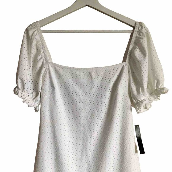 Speechless Women's White Eyelet Puff Sleeve Dress Size Medium - Picture 4 of 14